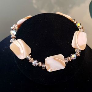 Stunning mother of pearl and AB crystal bracelet